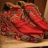 Custom Red multi color bridal sneaker wedges